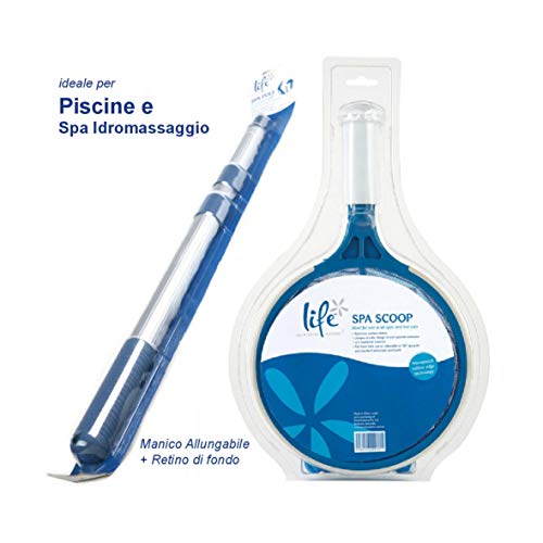 PoolSystem - Life Bottom Net + Telescopic Handle for Swimming Pools and Spa Rigid or Inflatable (Teuco, Jacuzzi, Intex, Bestway, etc.) - Immediate Shipping