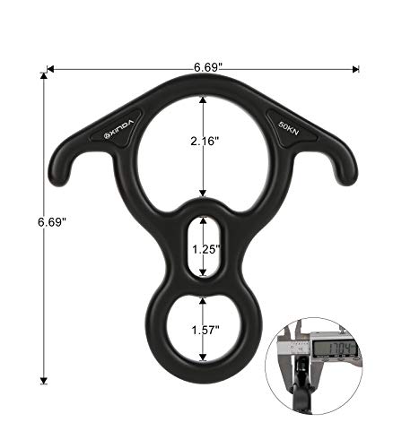 XINDA 50KN Figure 8 Descender with Bent-Ear,Aluminum Alloy Rappelling Gear Belay Device for Rock Climbing,Rescue,Training
