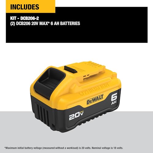 Image of DEWALT 20V MAX Battery, Premium 6.0Ah Double Pack (DCB206-2)