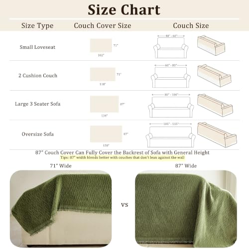 VOIR Couch Cover Washable for Loveseat Chenille Sofa Slipcover, Green — view 6