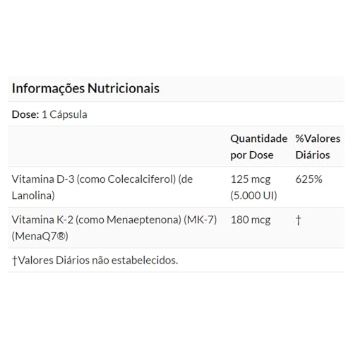 Now Foods Vitamina Mega D-3 e MK-7 120Veg Caps Produto Importado