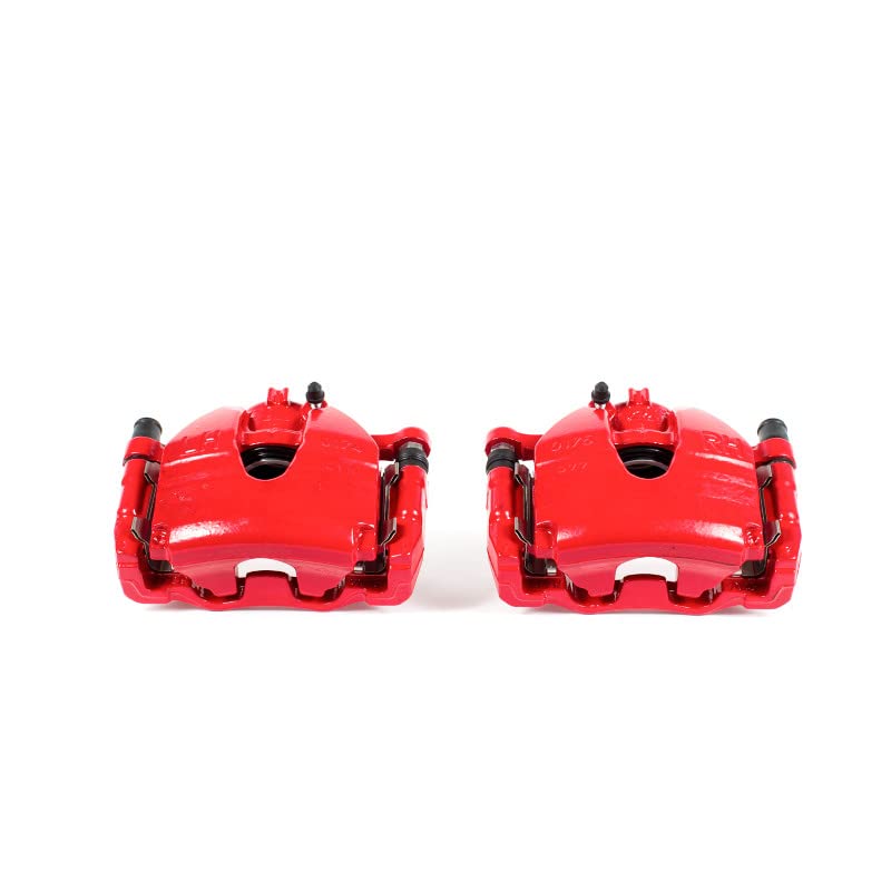 Image of PowerStop Front Red Powder Coated Brake Caliper Pair for INFINITI G35 2007-08 |G37 2008-13 |Q60 2014-16 - High-Temp Brake Caliper Upgrade, S3702