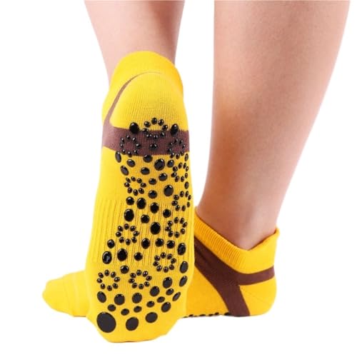 LVCHAO Calcetines deportivos de yoga for mujer, algodón antideslizantes, transpirables, con ventilación, for pilates, ballet y danza Para Yoga, Danza(Yellow)