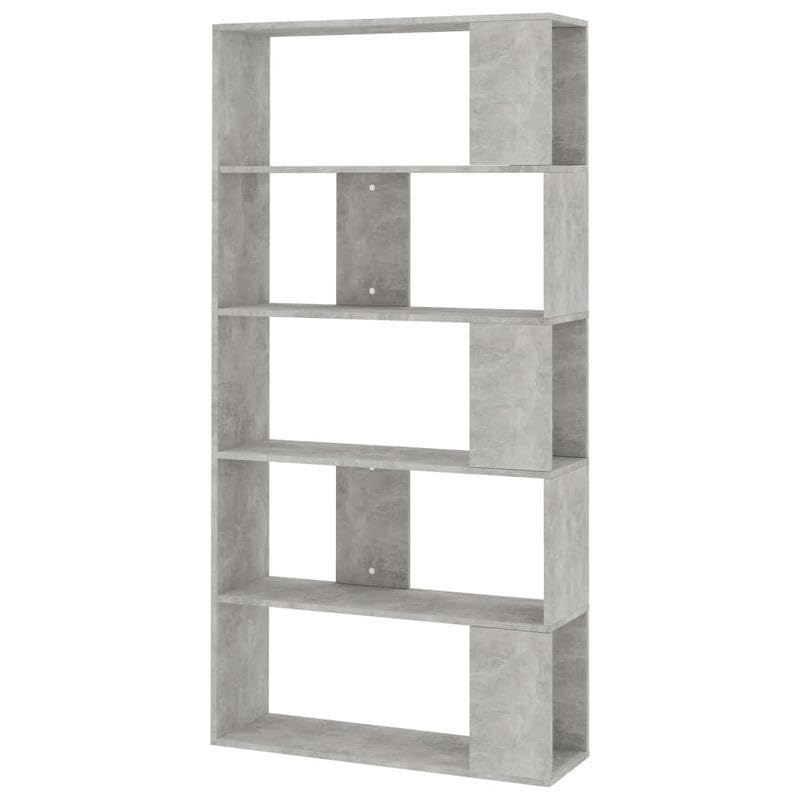 Eleganz Estantería para sala de estar, color gris hormigón, 80 x 24 x 159 cm, de material de madera, moderno sistema de estanterías para salón y oficina, estable y ahorra espacio