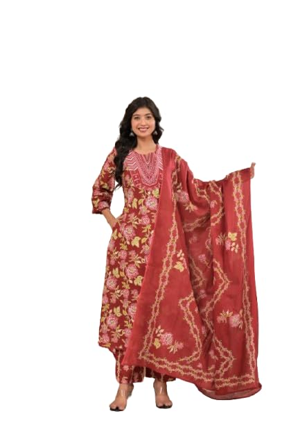 yashee Women A Line Kurta Set with Heavy Neck Embroidery Ethnic Kurta Pant Set for Festive Casual Wear-picture-26