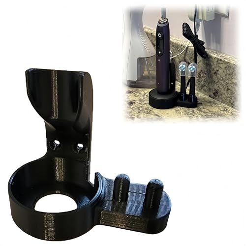 Countertop & Wall Mount Organizer – for Oral‑B iO Electric Toothbrush (Round Base) – Brush Head Holder & Charger Dock