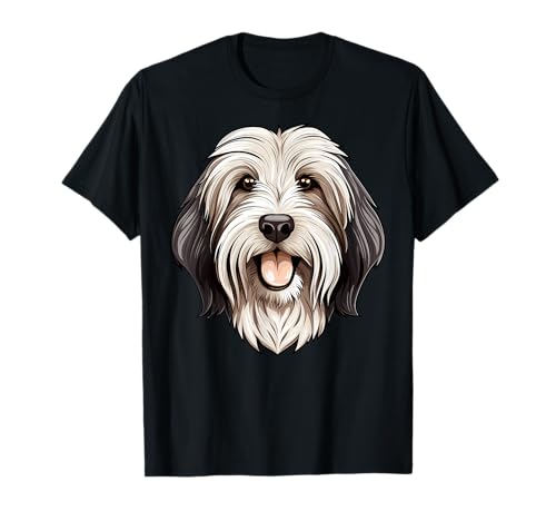 Cute Bearded Collie Face Cartoon Puppy Dog Lover T-Shirt
