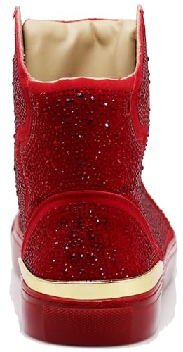 Image of Enzo Romeo Men's Fashion High Top Crystal Shimmer Rhinestone Blink Flat Sneakers Shoes
