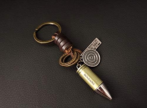 AuPra Leather Guns KeyChains Friend Gift Ideas Women Men Good Luck Sword Pistol Shield KeyRings Small Surprise Present