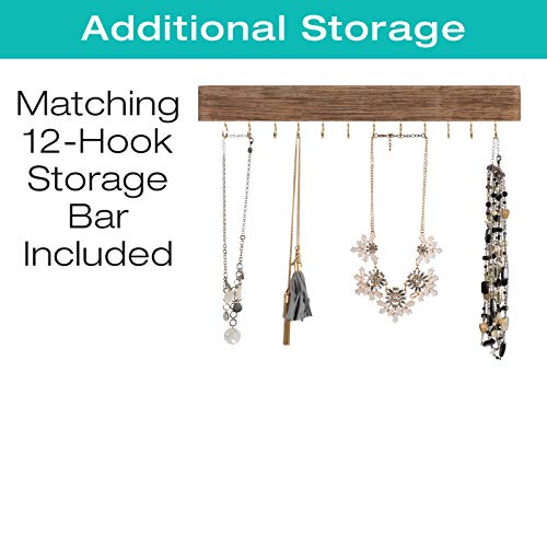 Rustic-Wall-Mounted-Jewelry-Organizer-with-Wooden-Barndoor-Decor-Jewelry-holder-for-Necklaces-Earrings-Bracelets-Ring-Holder-and-Accessories-Includes-hooks-for-hanging-jewelry-Brown Rustic Wall Mounted Jewelry Organizer with Wooden Barndoor Decor Jewelry holder for Necklaces Earrings Bracelets Ring Holder and Accessories Includes hooks for hanging jewelry Brown