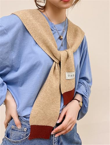 Womens Knitted Shawl Wraps Y2k Scarf for Women Knotted Cardiagn Casual Shoulder Tops Sweater Cover Up Blouses Cashmere Cape4