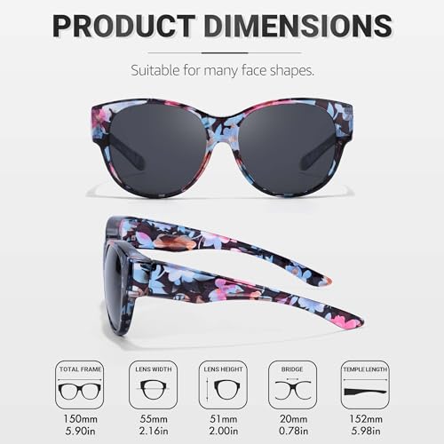 IGnaef® Polarized Fit Over Sunglasses for Women - Trendy Oversized Wear Over Glasses UV Protection for Driving IF57794