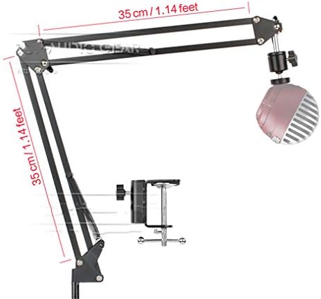 KIRGDFRG Desktop Suspension Scissor Arm MicCompatible with Shure Mv 5 Table Desk Top Recording Microphone Stand Boom Holder Mount Clamp