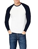 Fruit of the Loom Herren Baseball T-Shirt, Mehrfarbig (White/Navy), (Herstellergröße: Large)