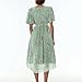 Shusuen Womens Boho Floral Printed Chiffon Dresses 2025 Elegant V-Neck Belted Summer Wedding Prom Cocktail Midi Dress（1-Mint Green,Small）