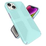 Speck iPhone 15 Plus & 14 Plus Case - Slim Phone Case, Drop Protection, Scratch Resistant & Anti Yellowing Case with No Slip Grip for iPhone, 6.7' Model - Pale Cyan/Lilac GemShell Grip Hard Case