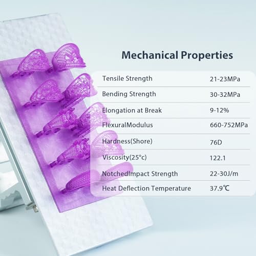 Image of 3D Printer Resin, Cast Resin Easy to Print & Burn Castable 365-405nm UV-Curing Resin for LCD /DLP /MSLA Printers, Low Ash Content & High Precision for Jewelry and Metal Casting, Purple 1000g