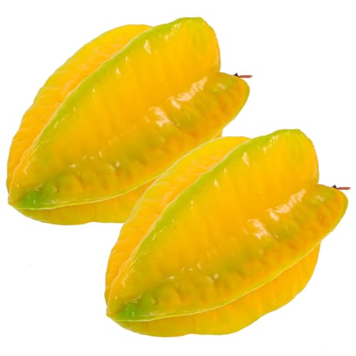 TOBBOMEY Artificial Starfruit Faux Fruit Ornament 2pcs Plastic Simulation Fruit Props for Photography Window Display Home DÃ©cor