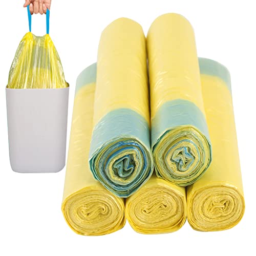 newlng Sacs Poubelle10L-15LNouveau matériel Cordon de SerrageSacs Poubelle jaune 45 x 50 cm Sac de Rangement Poubelle Résistant Anti-Fuites pour Bureau Cuisine Chambre Salle de Bains Jardin 75 pièces Cover