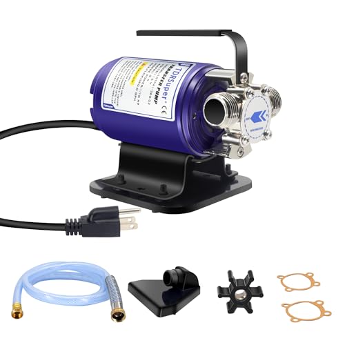 TDRSUPER Portable Water Transfer Pump 115V AC Electric Utility Pump with 6ft. Low Suction Utility Pump 360 GPH for Water Transferring from Ponds, Pools, Aquariums, Hot Tubs