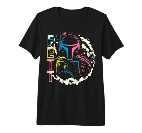 T-shirt Star Wars Boba Fett confort durable et impression portrait néon de haute qualité