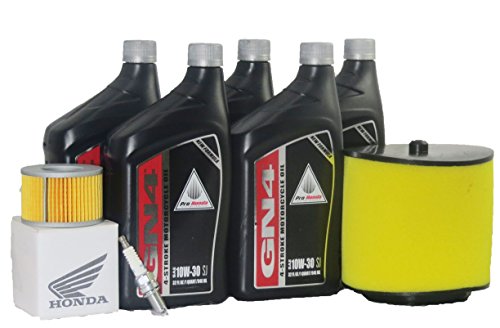 Honda 2007-2008 TRX500FA/FGA FOURTRAX FOREMAN RUBICON/RUBICON Genuine Oil Filter, Air Filter, Spark Plug Tune Up Kit (5 Quarts, ATV)