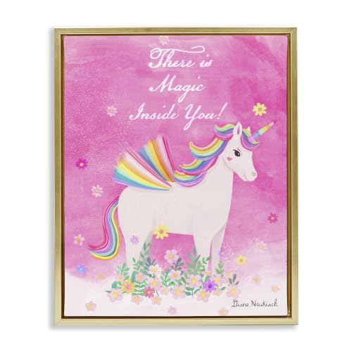 'Magic Inside You Motivational Unicorn Quote'| Floating Frame Canvas Art