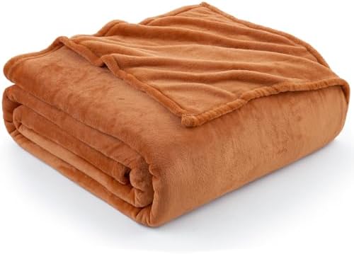 Hansleep Fleece Pumpkin Orange Twin Blanket, Super Soft Flannel Fuzzy Plush Cozy Blanket for All Seasons, Pumpkin Orange, Twin 60x80 Inches