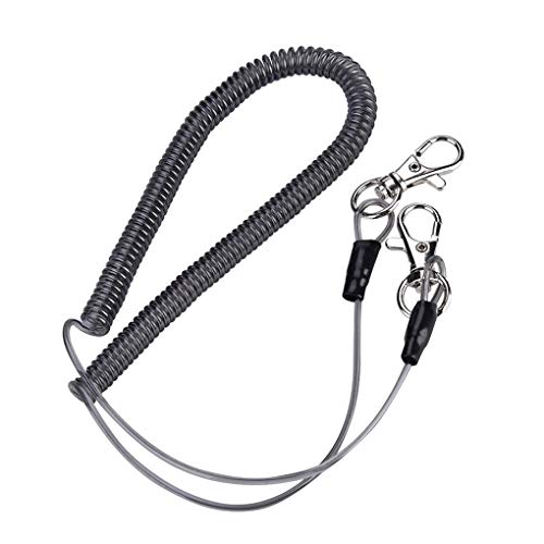 Arichtop Retráctil en Espiral de la Cuerda de Seguridad Pesca Cuerda de Seguridad caña de Pescar Anti-perdido Correa con Hebilla en Forma de S Equipos de Pesca
