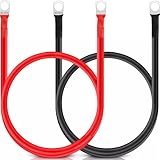 Crrynuo 2 Pcs 12V Battery Cables, 5 AWG/16 mm² 50 cm, Red and Black Inverter Cable, Car Battery Charger Cable Leads with M8 Ring Terminals Copper Wire, Truck,Motorcycle,Solar,RV,Marine