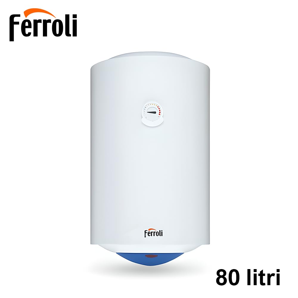 Ferroli Scaldacqua Elettrico Calypso 80VE 80 Litri Verticale, Boiler A Accumulo Con Serbatoio Smaltato, Anodo Di Magnesio E Isolamento In Poliuretano