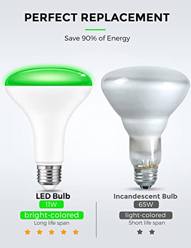 Image of L LOHAS LED Christmas Green Flood Light Bulbs, Colored Can Light Bulbs E26