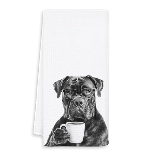 OSLYSOF Funny Cane Corso Kitchen Towels, Cane Corso Gifts Dish Tea Towels, Black and White Dog Lovers Owner Gifts Hand Towel for Kitchen, Coffee Bar Station Decor, 16x24 Inch