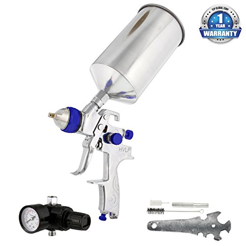 TCP Global Pro HVLP Multi-Purpose Spray Gun with 1.5 Nozzle/Tip/Regulator (Multi-Purpose Gun)