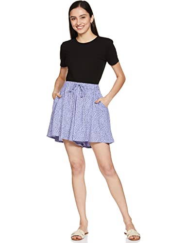 Image of Amazon Brand - Symbol Women Rayon Flared Shorts (with Self Fabric Belt) (Available in Plus Sizes)