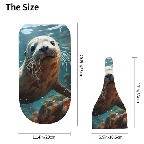 Seal pup in Water Print Newborn Swaddle Blanket with Beanie Set, Soft Baby Sleep Sack Receiving Wraps, for Boy Girl4