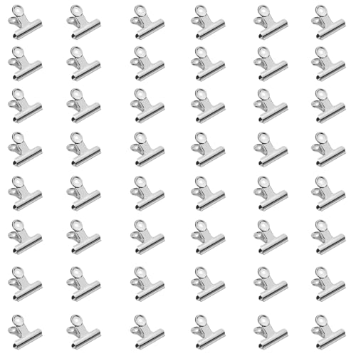 50 Pieces Metal Bulldog Clips 22mm Silver Binder Clips Hinge Clips for Food Bags Clipboard Poster Paper Pictures Organizers Crafts Hanging Art Home and Office Decoration Price Tag (Silver)