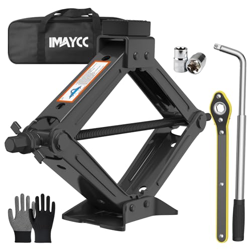 IMAYCC 2T Universelle Wagenheber Kit, Neues Upgrade Scherenwagenheber Schützt PKW, Tragbarer Car Jack mit Radmutternschlüssel, Auto-Notfallset für SUV MPV Wartung und Reparatu