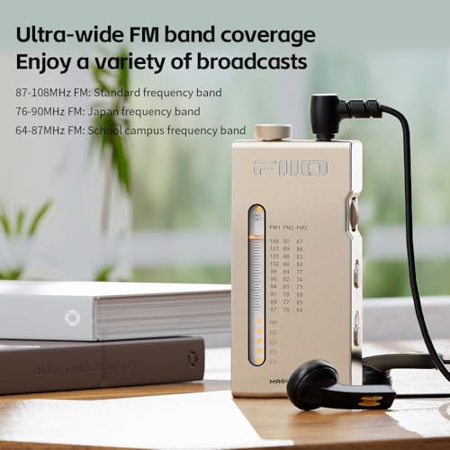 Image of FiiO RR11 Portable HiFi FM Stereo Radio Receiver with Analog PVR Tuning, BASS+3D Sound Effects, 64MHz-108MHz (Black, Hi-Res Audio Certified)