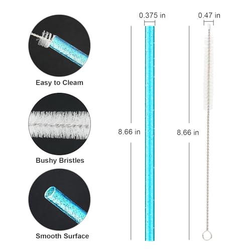 Image of Replacement Straw for Stanley 14 oz 20 oz Cup Tumbler, 6 Pack Long Reusable Color Straws with Cleaning Brush, Dishwasher Safe, Plastic Straws for stanley cup accessories