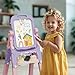 AuntyFey Easel for Kids, Toddler Easel, Double-Sided Chalk Board Kid, White Board, Kid Art Easel, Art Easel Age 4-8, Christmas Gift, Pink&Purple