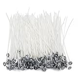Aubeco 160Pcs Candle Wick, Low Smoke 6 Inch Pre-Waxed Cotton Wick with Tabs, Natural Cotton Core for Candle Making, Soy Candle DIY