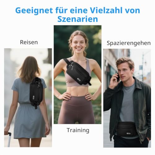 Flintronic Gürteltasche für Damen und Herren, wasserdichte Bauchtasche, mit 5 Reißverschlusstaschen, für Spaziergänge mit Hunden, Wandern, Laufen, Reisen und Urlaub