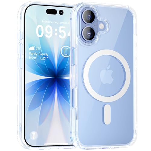 Image of MOCCA Magnetic for iPhone 17 Case, (Compatible with Magsafe) (16FT Military Grade Protection) Full Camera Protection Anti-Fingerprint Slim Shockproof Protective Phone Cover 6.3 inch, Clear