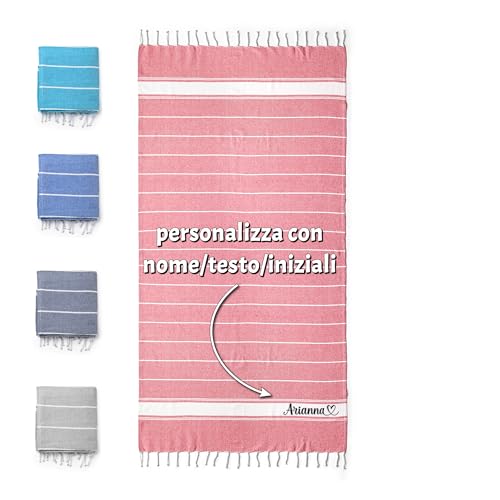 Caribu design Telo Mare Personalizzato con Nome Testo Iniziali in