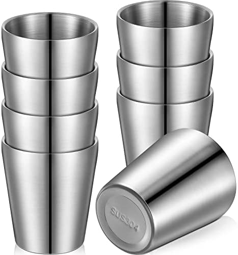 Mimorou 8 Pack Stainless Steel Insulated Cup 10 oz Small Metal Cup Double Wall Vacuum Cups Camping Mugs Water Glasses Reusable Steel CupBBQ Home Office Party Coffee Wine Ice Drinks Hot Drinks