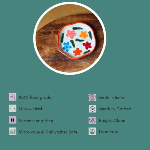 Image of WEAVING HOMES Brightday Handmade Dessert Plate, Size: 11 cm Microwave & Dishwahsher Safe (Set of 1)