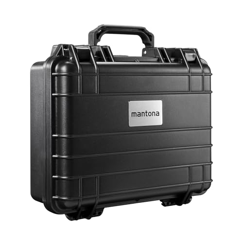 Mantona Outdoor Schutzkoffer M, wasserdichter Fotokoffer 11 l, Kamerakoffer staubdicht & stoßfest, Transportkoffer mit Schaumstoffeinlagen, ideal für Kameras, Objektive & Zubehör