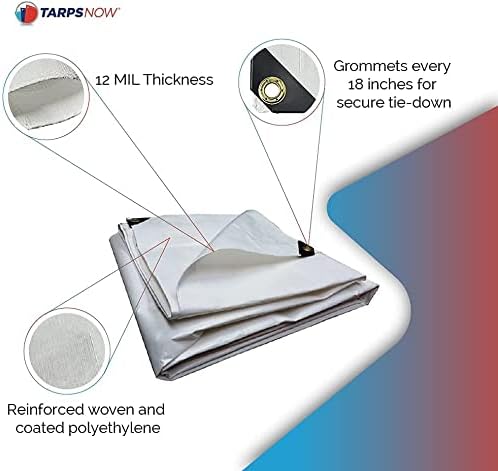 Miniatura 8 de Tarps Now Lonas de polietileno impermeables, (10 x 15 pies) con ojales de aluminio para interiores y exteriores, cubierta de hoja súper resistente,