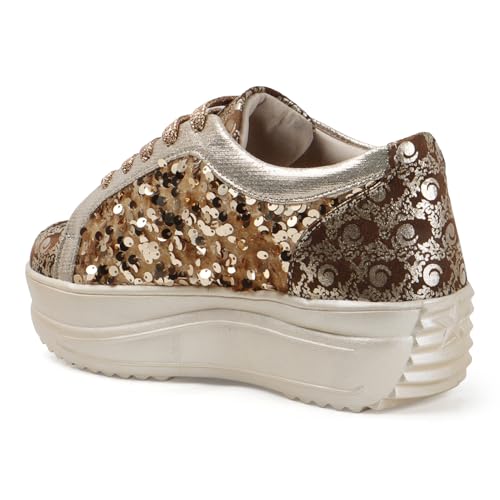 Image of Vendoz Women Wedding & Party High Heel Sneakers I Cushioned Insole I Glittery & Embellished Bridal Wear I Lightweight and Stylish Shoes for Girls CNV4033